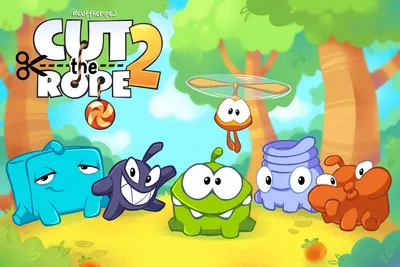 Картинка для торта \"Ам-Ням (Cut the rope)\" - PT102044 печать на сахарной  пищевой бумаге