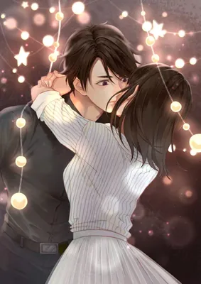 Photo girl and boy anime in love hugging each other | Wallpapers.ai