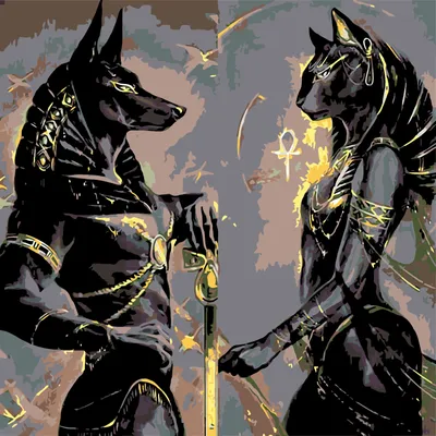 Картина по номерам Анубис и Бастет Египетские Боги / bastet and anubis  холст на подрамнике 40*40 - купить с доставкой по выгодным ценам в  интернет-магазине OZON (774520150)