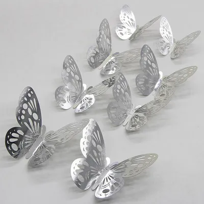 3D бабочки для декора двойные - 12 шт. Наклейки-бабочки на стену  \"Голографические светлые\". (ID#1127103343), цена: 100 ₴, купить на Prom.ua