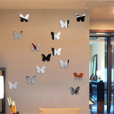 PaperInspiration Art Интерьерные наклейки бабочки и цветы для декора стен  -48шт.