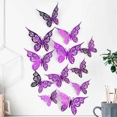 Наклейка бабочки, 12 шт, декор интерьера – лучшие товары в онлайн-магазине  Джум Гик