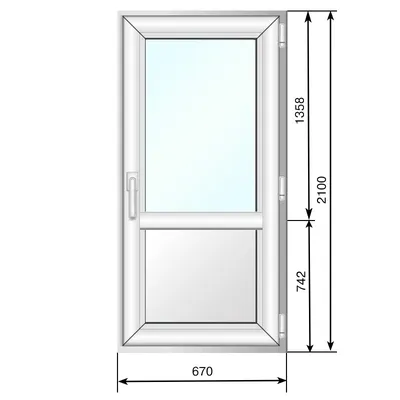Дверь балконная ПВХ ПО ПР, стеклопакет двухкамерный, сэндвич 32 мм 670*2100  - Наши окна - магазин