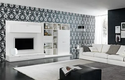 Черно-белый интерьер гостиной: фото ахроматического дизайн-проекта от  SKDESIGN