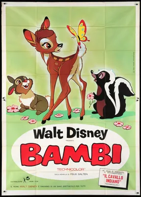 Original Bambi Movie Poster - Walt Disney - Thumper - Classic Animation