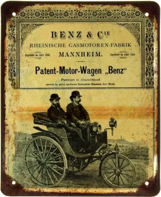 Изображение Benz Patent-Motorwagen в черно-белой гамме