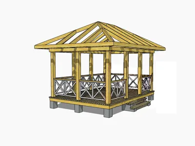 Проект беседки Дамас - каркасная беседка 4,85х6,33
