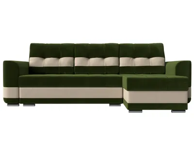 Угловой диван Амстердам еврокнижка, зеленый и бежевый велюр Кабрио, подушки  бежевые, правый угол - купить с доставкой по выгодным ценам в  интернет-магазине OZON (999611215)