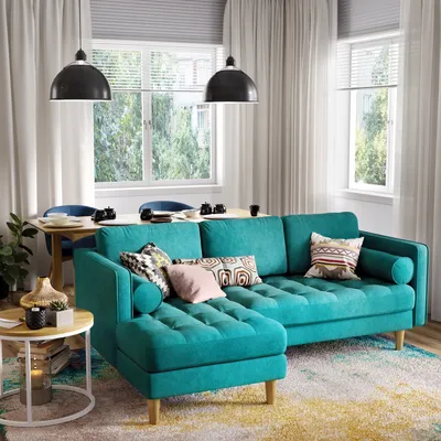 Бирюзовый диван в интерьере: интерьеры в бирюзовых тонах, дизайн (18 фото)