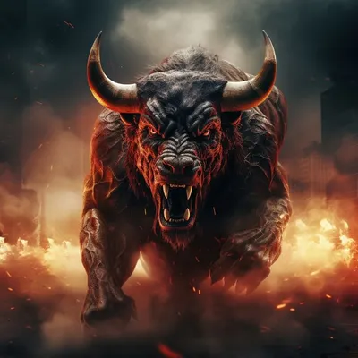 Fantasy artwork of an enraged bull on Craiyon