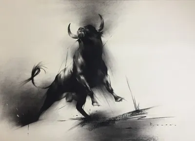 Golden Bull Painting - Premium Wall Street Art - Luxury Wall Art