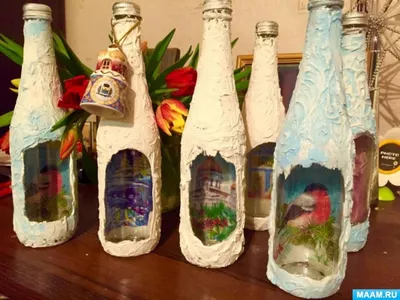 Декор бутылок: декупаж своими руками в домашних условиях. 115 фото лучших  идей праздничного оформления стеклянных бутылок из-под вина