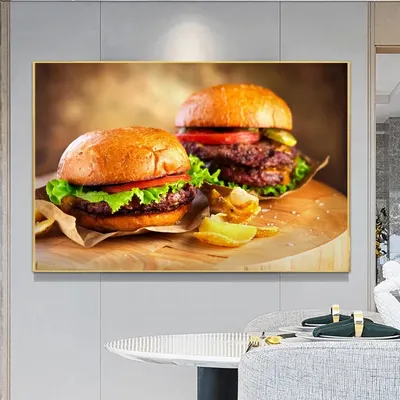 Домашний декор, современные плакаты и принты для гостиной, гамбургера, еды,  холст, картины, настенное искусство, ресторан, кухня, декоративная картина  | AliExpress