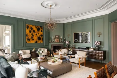 Великолепная квартира с зелёной гостиной в доме 19 века 〛 ◾ Фото ◾ Идеи ◾  Дизайн