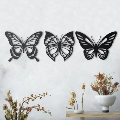 Декор настенный \"Бабочки\", 20 шт., большие 14.7*11.5 см, маленькие 3.9*2.8  см купить по выгодной цене в интернет-магазине OZON (297700219)