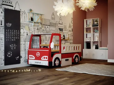 Двухэтажная детская кровать машина FireTruck