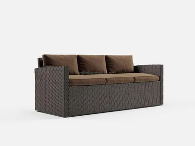 Комплект мебели из ротанга OUTDOOR Санторини (угловой диван, стол), широкое  плетение, коричневый купить в Минске