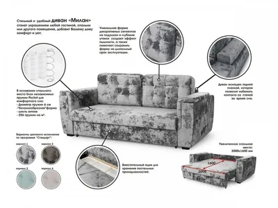 Диван-кровать \"Милан\" стандарт, вар.2 купить в Новосибирске