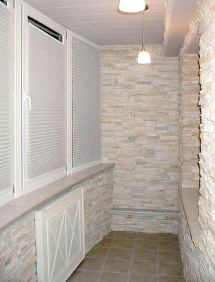 Дизайн балкона с декоративным камнем фото