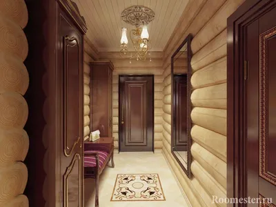 Картинка дизайна бревенчатого дома с каменной кладкой