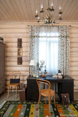 Фото дома из бревна с камином