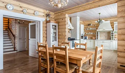 Красивый дизайн дома из бревна на фото