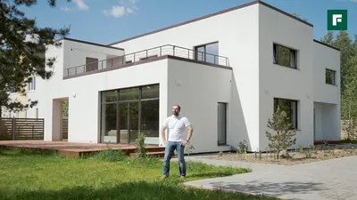 Красивый дизайн фасада дома в стиле модерн