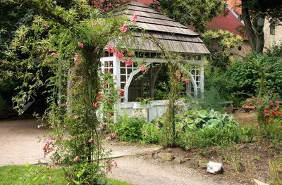 Фото двора с ручной работой и красивым ландшафтом