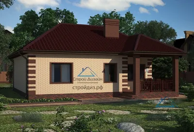 Картинка: дизайн фасада одноэтажного дома с террасой