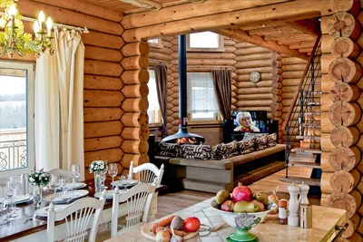 Фотография гостинной 9 кв.м в деревянном доме с печкой для вашего дома