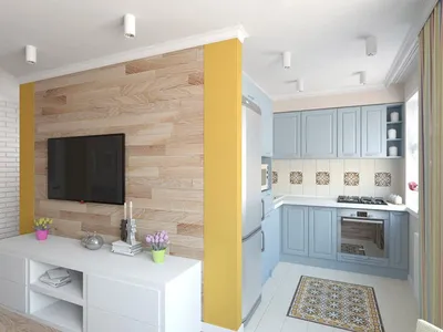 Белая кухня совмещенная с гостиной в хрущевке 5,6 кв.м. (до и после)