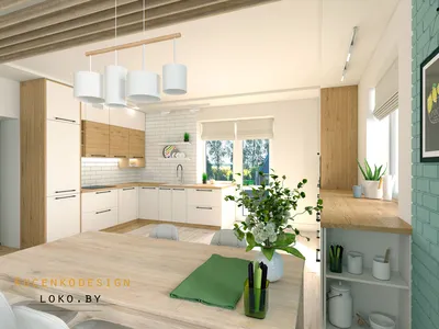 Кухня с окном и дизайном в ярких тонах