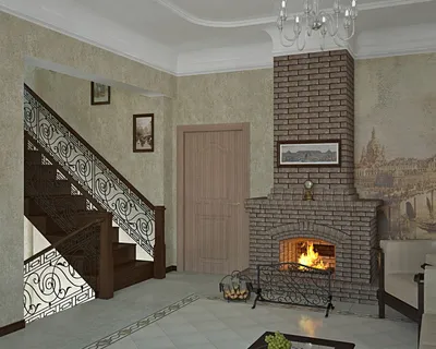 Картинка дизайна печи в частном доме с резными элементами