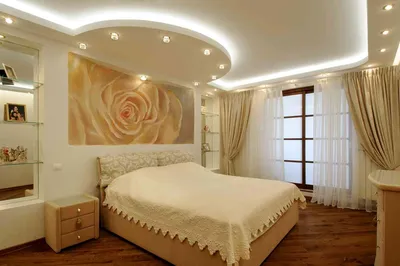 Дизайн потолков из гипсокартона для спальни фото