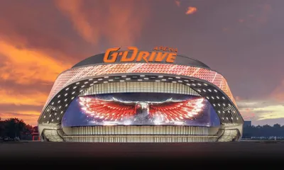 G-Drive Arena is an ice arena in the city of Omsk. It was built on the site  of the Omsk Arena. Home for the Avangard hockey club Stock Photo - Alamy