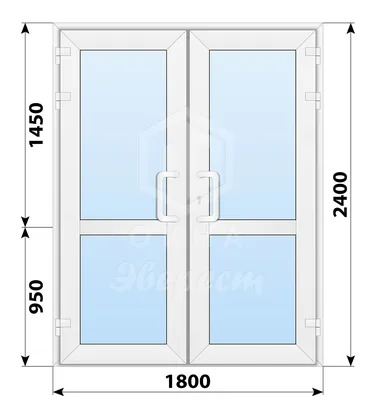 Пластиковая входная двухстворчатая остекленная дверь с импостом 1800x2400 -  купить недорого в Москве, фото, отзывы, цена от 54000 руб.