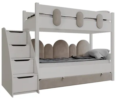 Детская двухъярусная кровать Фанки Кидз с диваном креслом Бланес 2 и  двухстворчатый шкаф
