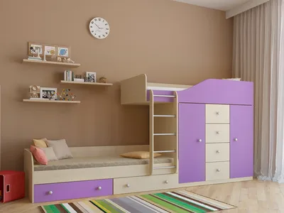 👶 Двухъярусная кровать со шкафом Вестланд Fmebel 90x200 - MEBEL-baby