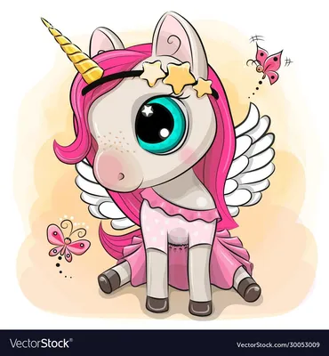 Cute unicorn flying cartoon Royalty Free Vector Image