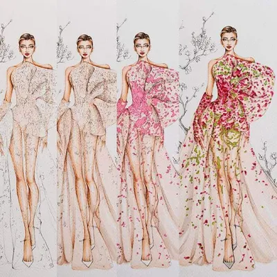 Gorgeous fashion dress drawings by Arron Lam on TrendyArtIdeas