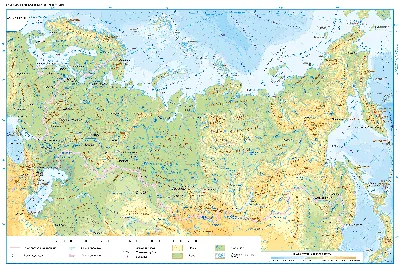 Физическая карта России. 124х80 см. Ламинированная. ГЕОДОМ |  Интернет-магазин \"ГЕОДОМ\"