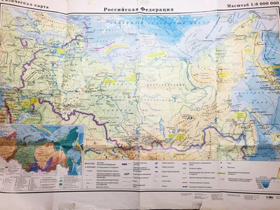 Большая подробная физическая карта России на английском языке | Все карты  России