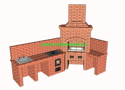 Проект барбекю угловой, с мойкой, мангалом и казаном 19 литров, казан 12  литров, сто… | Outdoor fireplace designs, Rustic outdoor kitchens, Outdoor  fire pit designs