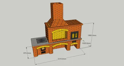 Проект барбекю комплекса из кирпича «Баку» -казан, коптильня, мангал,  тандыр, столешница с мойкой.