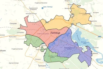 Карта Липецка (Россия) на русском языке, расположение на карте мира с  городами, метро, центра, районов и округов