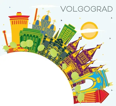 Volgograd Russia City Skyline with Color Buildings, Blue Sky and Copy  Space. 17126895 Vector Art at Vecteezy