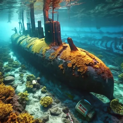 Затонувшая подводная лодка Курск …» — создано в Шедевруме