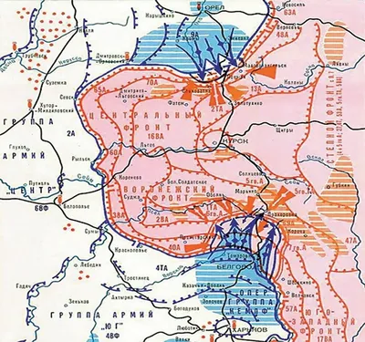 Карта района Курского выступа. Подробное описание экспоната, аудиогид,  интересные факты. Официальный сайт Artefact