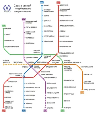 Карта метро Санкт-Петербурга с достопримечательностями