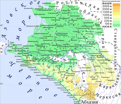 Краснодарский край. Физическая карта - Регионы - Каталог | Каталог  векторных карт